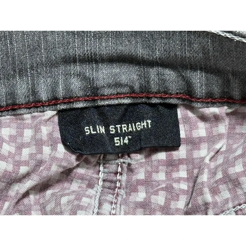Levis 514 Jeans Mens 36x30 Gray Slim‎ Straight Distressed Denim Red Stitching